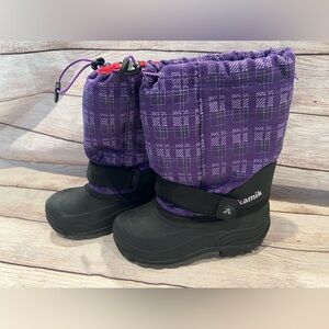 Kamik Waterproof Winter Boots Youth Size 1 Purple Black Kids Insulated Snow Boot